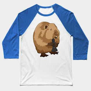 Beaver at Chess with Chess piece Bishop Baseball T-Shirt